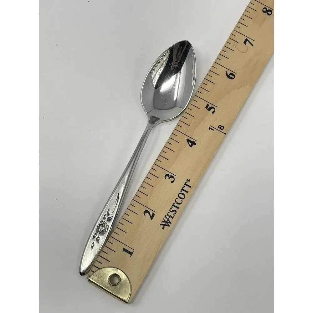 Vintage Oneida Community ROSE SHADOW Stainless Dinner Tea Spoons 6.25